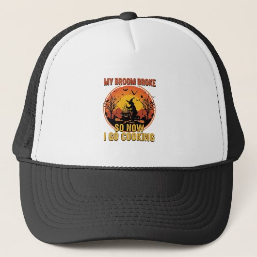 Bezem Gebroken Dus Nu Ga Koken Halloween_1 Trucker Pet (Voorkant)