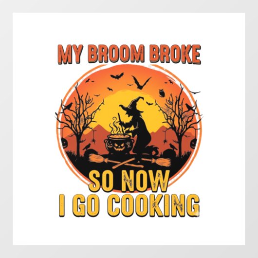 Bezem Gebroken Dus Nu Koken Halloween_1 Raamsticker (Vel)