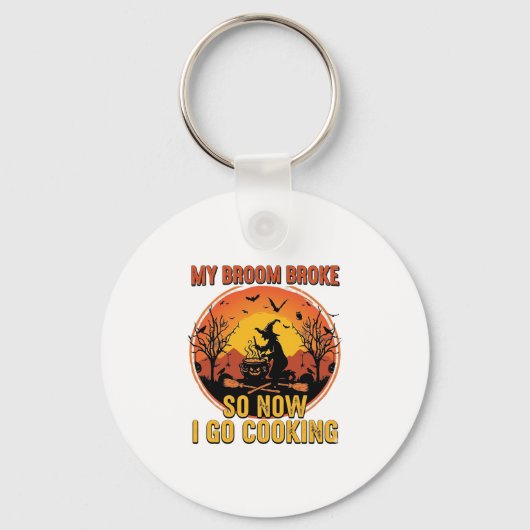 Bezem Gebroken Dus Nu Koken Halloween_1 Sleutelhanger (Voorkant)