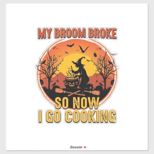Bezem Gebroken Dus Nu Koken Halloween_1 Sticker (Vel)