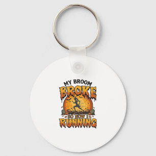 Bezem Gebroken Dus Nu Rennen Halloween Heks Maan_1 Sleutelhanger