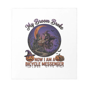 Bezem Gebroken Fiets Boodschapper Heks Halloween M Notitieblok
