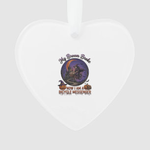 Bezem Gebroken Fiets Koerier Heks Halloween Maan Ornament