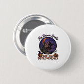 Bezem Gebroken Fiets Koerier Heks Halloween Maan Ronde Button 5,7 Cm (Voorkant /achterkant)
