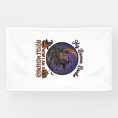 Bezem Gebroken Fiets Koerier Heks Halloween Maan Spandoek (Horizontaal)