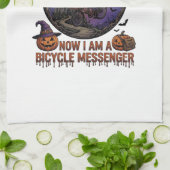 Bezem Gebroken Fiets Koerier Heks Halloween Maan Theedoek (Gevouwen)