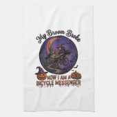 Bezem Gebroken Fiets Koerier Heks Halloween Maan Theedoek (Verticaal)
