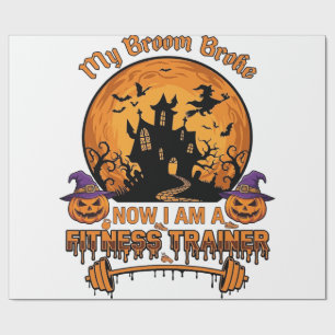 Bezem Gebroken Halloween Fitness Trainer Hekserij  Cadeaupapier