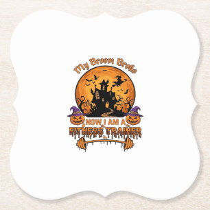 Bezem Gebroken Halloween Fitness Trainer Hekserij  Kartonnen Onderzetters