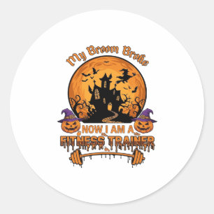 Bezem Gebroken Halloween Fitness Trainer Hekserij Ronde Sticker