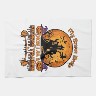 Bezem Gebroken Halloween Fitness Trainer Hekserij Theedoek