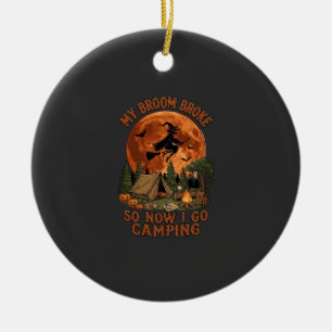 Bezem Gebroken Halloween Heks Kampeer Tent Kampvuu Keramisch Ornament