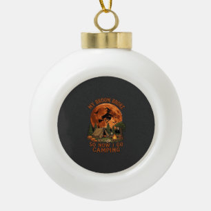 Bezem Gebroken Halloween Heks Kampeer Tent Kampvuu Keramische Bal Ornament