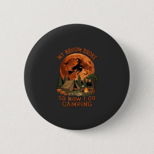 Bezem Gebroken Halloween Heks Kampeer Tent Kampvuu Ronde Button 5,7 Cm