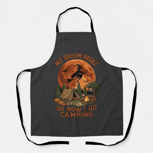 Bezem Gebroken Halloween Heks Kampeer Tent Kampvuu Schort (Voorkant)