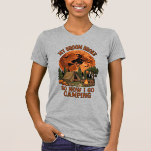 Bezem Gebroken Halloween Heks Kampeer Tent Kampvuu T-shirt