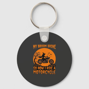 Bezem Gebroken Halloween Heks Motorfiets Vleermuiz Sleutelhanger