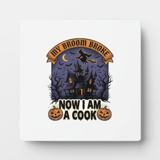 Bezem Gebroken Heks Halloween Kook Puns_1 Fotoplaat (Voorkant)