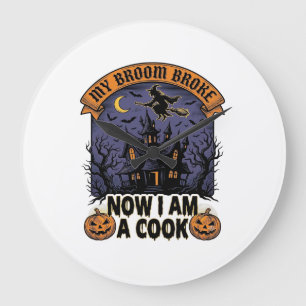 Bezem Gebroken Heks Halloween Kook Puns_1 Grote Klok