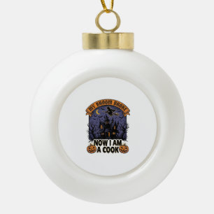 Bezem Gebroken Heks Halloween Kook Puns_1 Keramische Bal Ornament