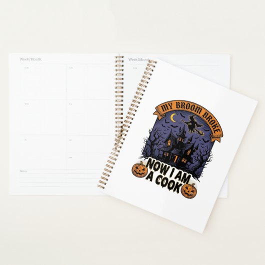 Bezem Gebroken Heks Halloween Kook Puns_1 Planner (Display)