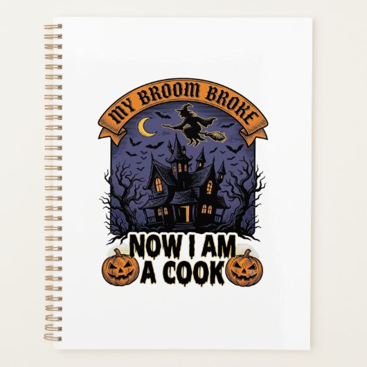 Bezem Gebroken Heks Halloween Kook Puns_1 Planner (Voorkant)