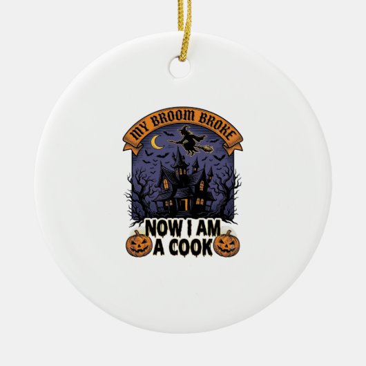 Bezem Gebroken Heks Halloween Kook Straf_1 Keramisch Ornament (Voorkant)