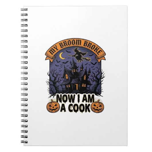 Bezem Gebroken Heks Halloween Kook Straf_1 Notitieboek (Voorkant)