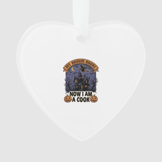 Bezem Gebroken Heks Halloween Kook Straf_1 Ornament (voorkant)