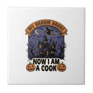 Bezem Gebroken Heks Halloween Kook Straf_1 Tegeltje