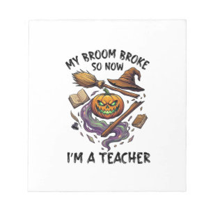 Bezem Gebroken Leraar Halloween Pompoen Heksenhoed Notitieblok