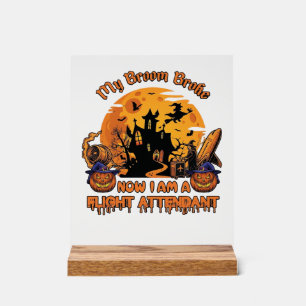 Bezem Gebroken Nu Am Stewardess Halloween_1 Acryl Bord