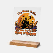 Bezem Gebroken Nu Am Stewardess Halloween_1 Acryl Bord (Hoek)