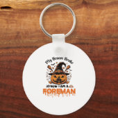 Bezem Gebroken Nu Ben Ik Baas Halloween Pompoen_1 Sleutelhanger (Voorkant)