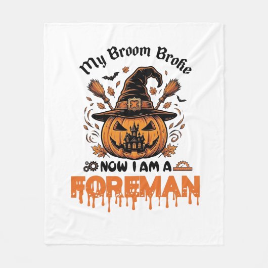 Bezem Gebroken Nu Ben Ik Opzichter Halloween Pompo Fleece Deken (Voorkant)