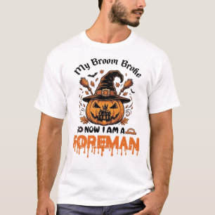 Bezem Gebroken Nu Ben Ik Opzichter Halloween Pompo T-shirt