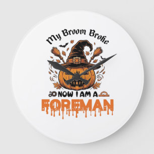 Bezem Gebroken Nu Ben Ik Voorman Halloween Pompoen Grote Klok