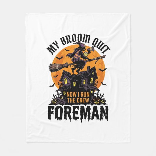 Bezem Gebroken Opzichter Heks Bemanning Halloween Fleece Deken (Voorkant)