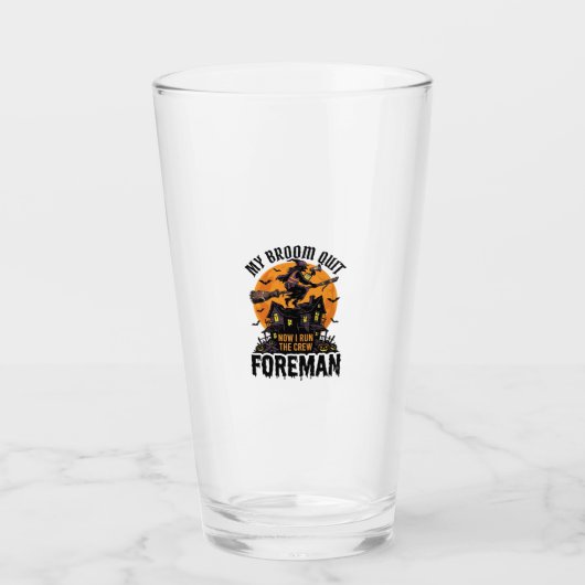 Bezem Gebroken Opzichter Heks Bemanning Halloween Glas (Voorkant)