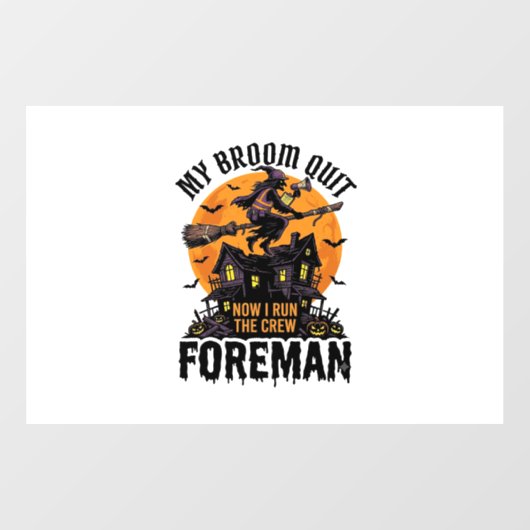 Bezem Gebroken Opzichter Heks Bemanning Halloween Raamsticker (Vel)