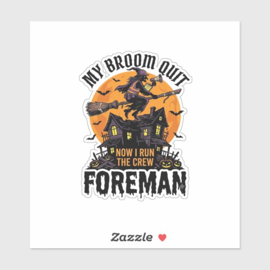 Bezem Gebroken Opzichter Heks Bemanning Halloween Sticker (Vel)