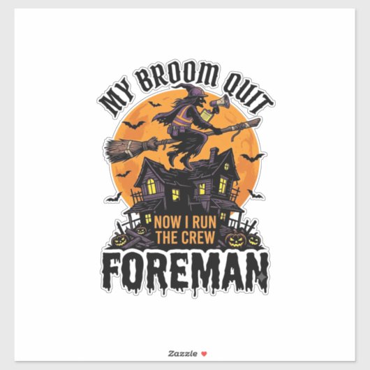 Bezem Gebroken Opzichter Heks Bemanning Halloween Sticker (Vel)