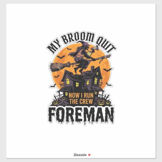 Bezem Gebroken Opzichter Heks Bemanning Halloween Sticker (Vel)