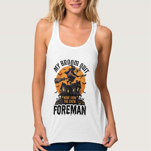 Bezem Gebroken Opzichter Heks Bemanning Halloween Tanktop (Voorkant)