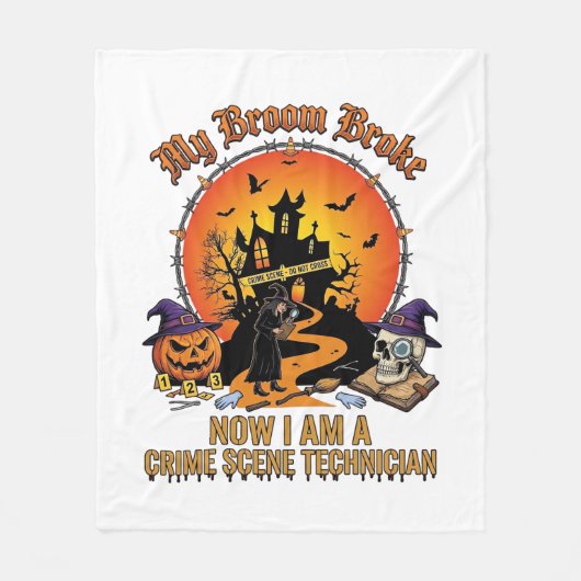 Bezem Gebroken Plaats Delict Technicus Halloween H Fleece Deken (Voorkant)
