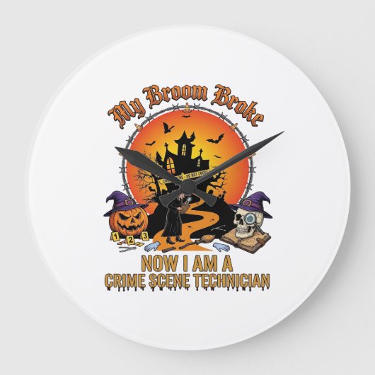 Bezem Gebroken Plaats Delict Technicus Halloween H Grote Klok (Voorkant)