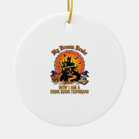 Bezem Gebroken Plaats Delict Technicus Halloween H Keramisch Ornament (Voorkant)