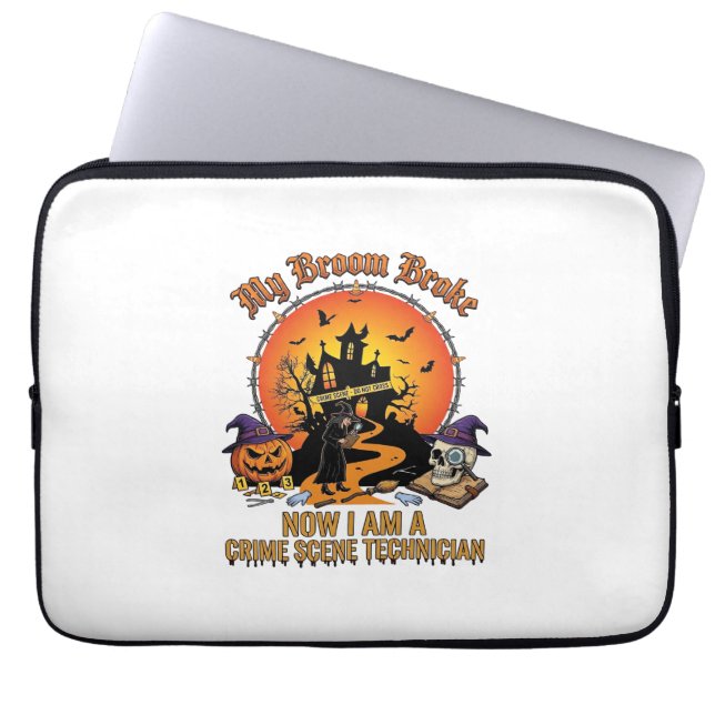 Bezem Gebroken Plaats Delict Technicus Halloween H Laptop Sleeve (Voorkant)