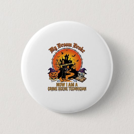 Bezem Gebroken Plaats Delict Technicus Halloween H Ronde Button 5,7 Cm (Voorkant)