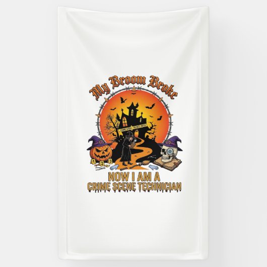 Bezem Gebroken Plaats Delict Technicus Halloween H Spandoek (Verticaal)